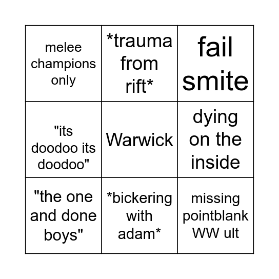 playing league with Greg Bingo Card