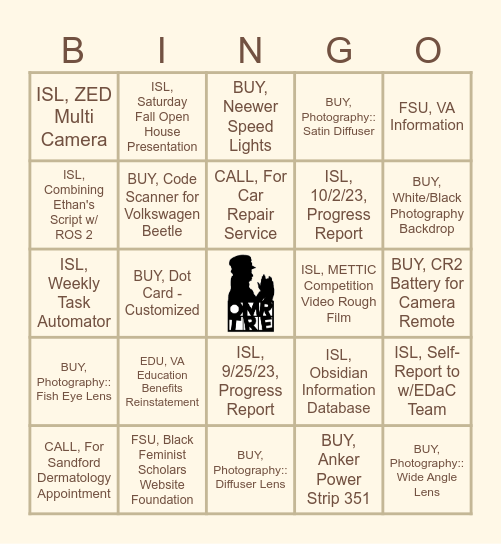 OMRTRE To-Do Bingo Card
