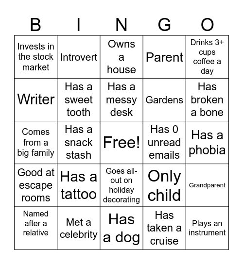 Division Bingo Card