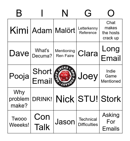 HappyJacks RPG Bingo! Bingo Card