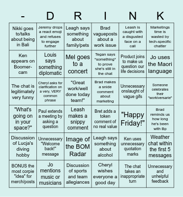 SALES CHAT BINGO Card