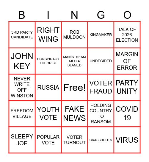 2023 ELECTION NIGHT BINGO Card