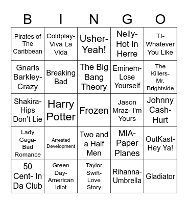 Total Quiz Trivia Presents Radio Bingo: Remember the 00's Bingo Card