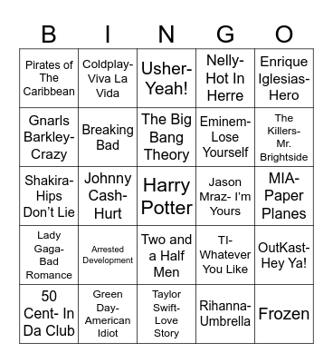 Total Quiz Trivia Presents Radio Bingo: Remember The 00's Bingo Card