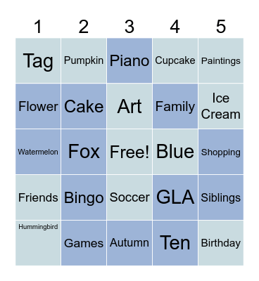 Audrey's 10th Birthday Bingo! Bingo Card