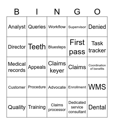 Customer Service Bingo Card