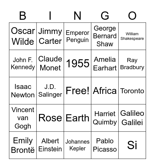 Trivia Bingo Card