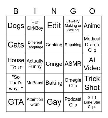 IDK TBH Bingo Card