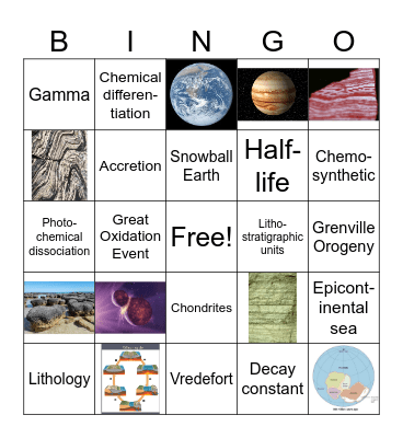 Historical Geology Bingo Card