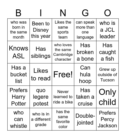 JCL INTRO BINGO: Invene aliquid.... Bingo Card