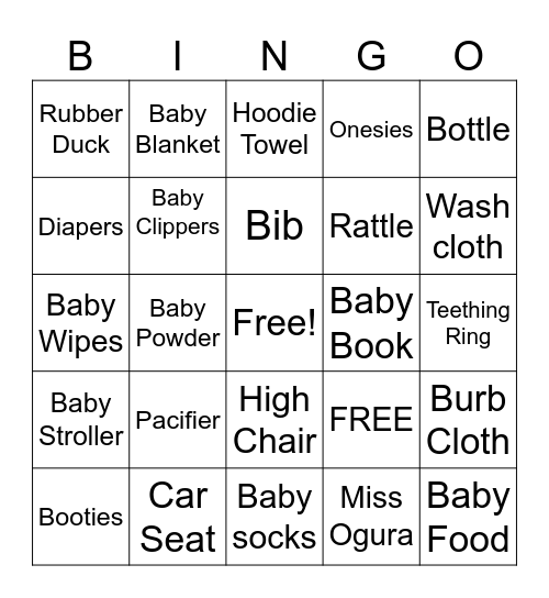 Baby Ogura Bingo Card
