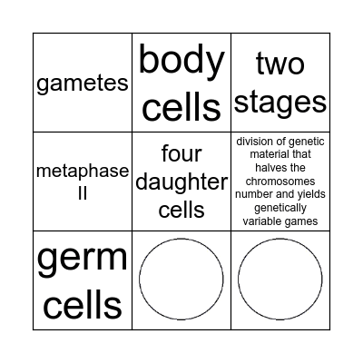 Meiosis Bingo Card