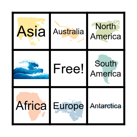 Continents Bingo Card