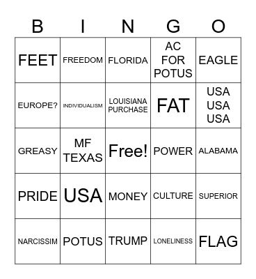 USA! USA! USA! Bingo Card