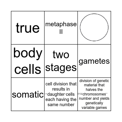 Meiosis Bingo Card