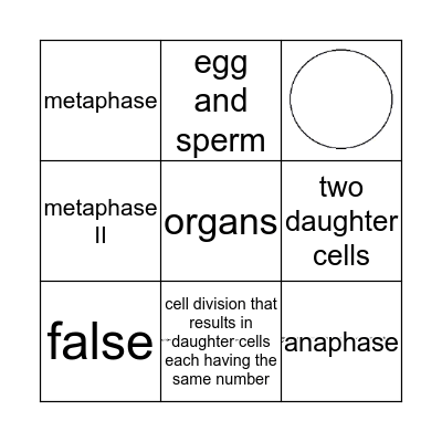 Meiosis Bingo Card