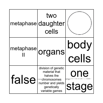 Meiosis Bingo Card