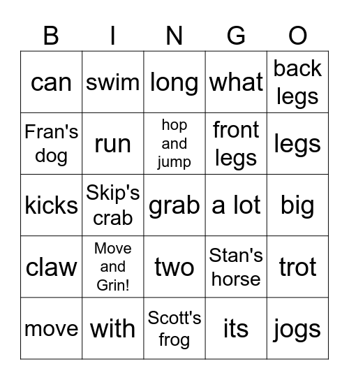 Move and Grin! Bingo Card