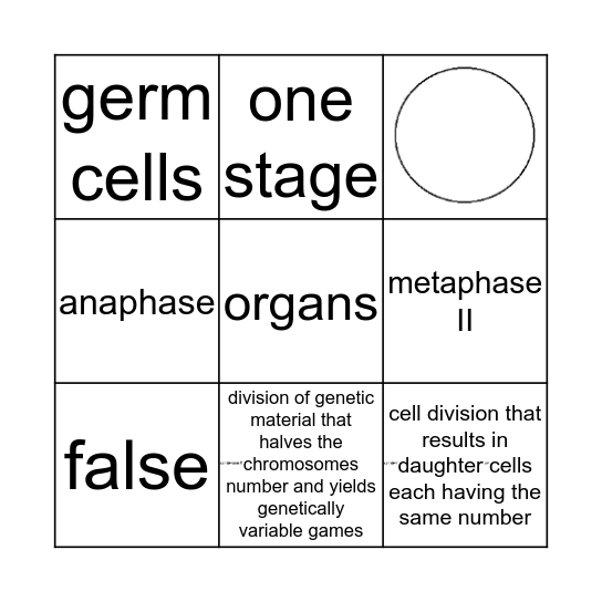 Meiosis Bingo Card