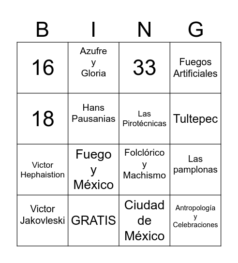 Tarjeta #1 Bingo Card