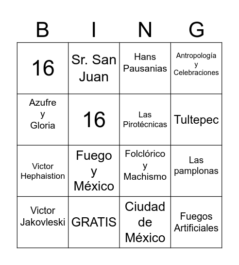 Tarjeta #1 Bingo Card