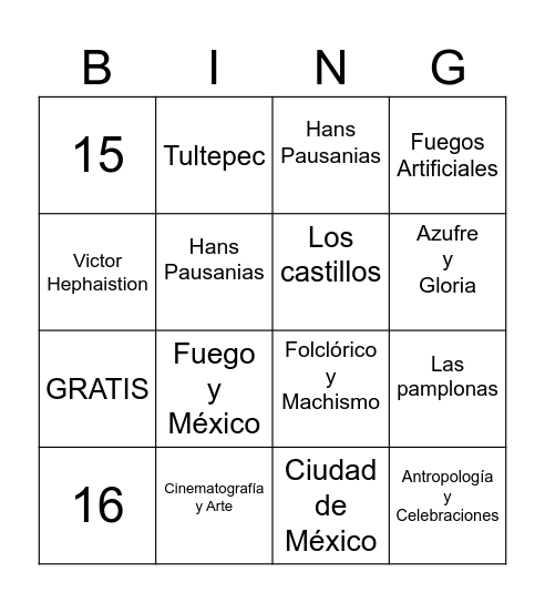 Tarjeta #1 Bingo Card