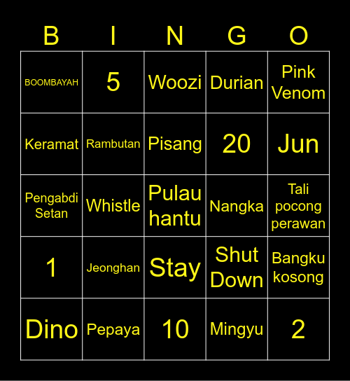 Papan bauknya BEOMGYU Bingo Card