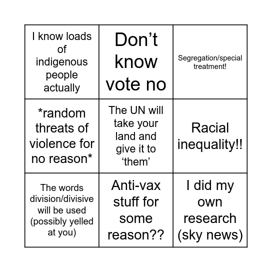NO CAMPAIGN BINGO Card