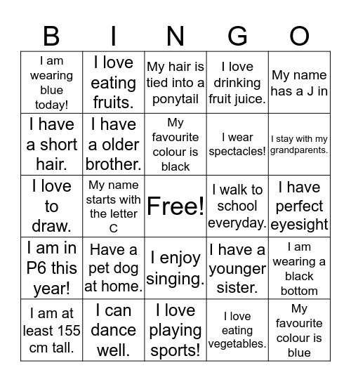 KNOW YOU BETTER Bingo Card