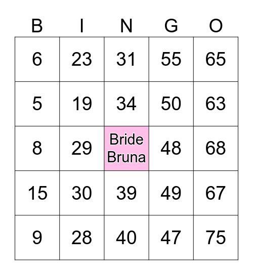 Chá de Lingerie da Bruna 1-75 Bingo Card