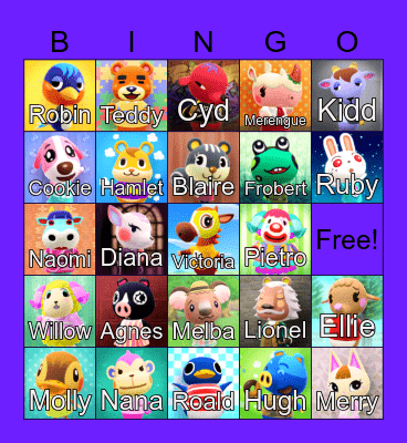 Animal Crossing Bingo Card