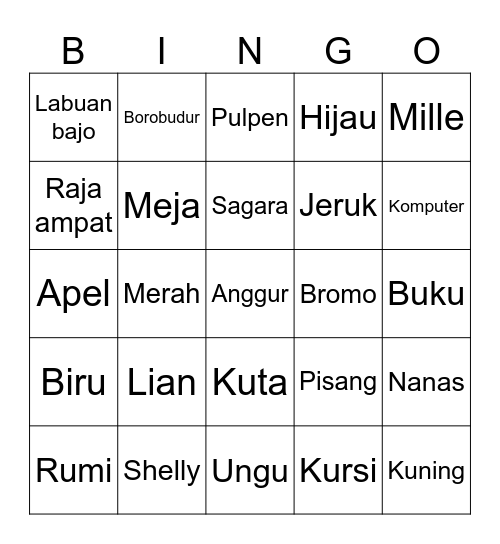 Arzalian Bingo Card