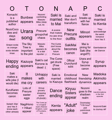 Otona Precure Bingo Card