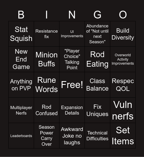 Campfire Chat Bingo Card