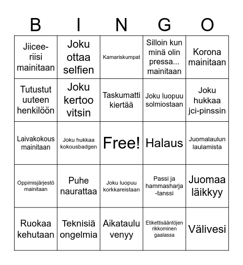 TESTI Passi ja hammasharja -bingo Card