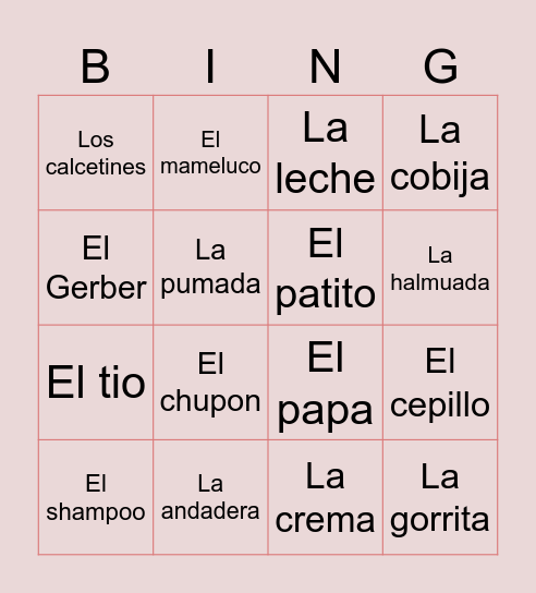 Baby shower bingo Card