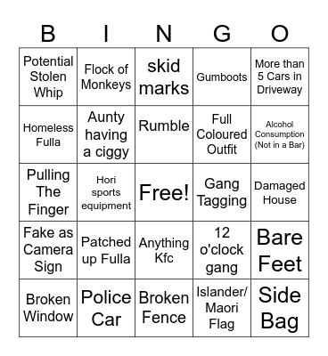 Horier Bingo Card