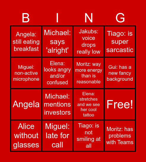 Stand-Up BINGO Card