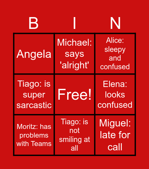 Stand-Up BINGO Card