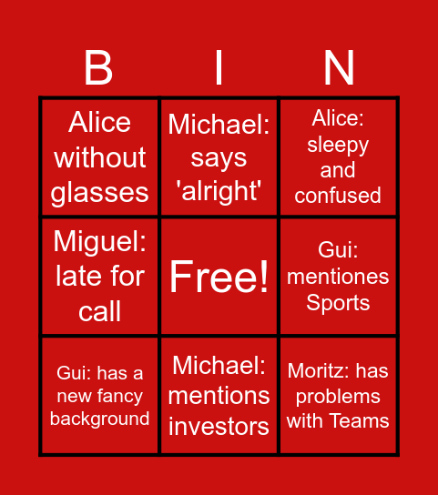 Stand-Up BINGO Card