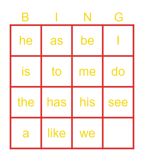 Heart Words - Term 1 - 2023 Bingo Card