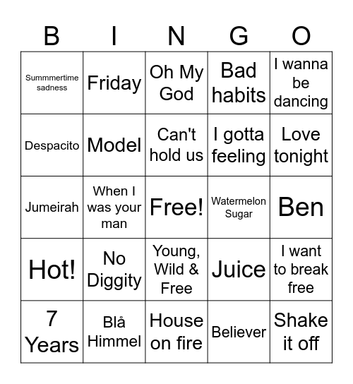 Music Bingo October 2023 Bingo Card