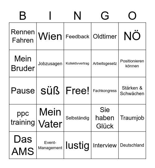 Coach Bingo Card