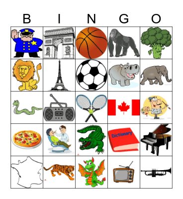 French Club Bingo Card