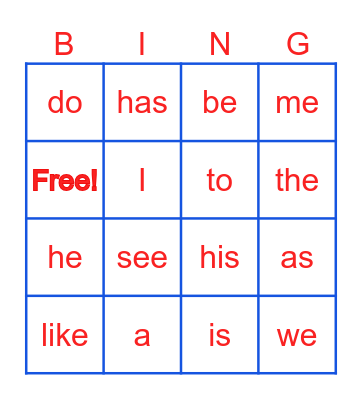 Heart Words - TERM 1 Bingo Card