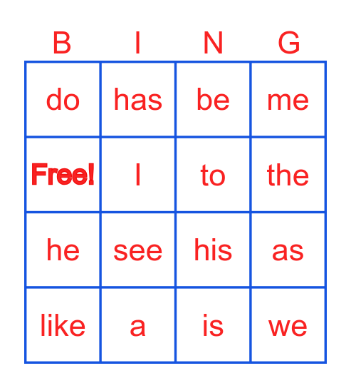 Heart Words - TERM 1 Bingo Card