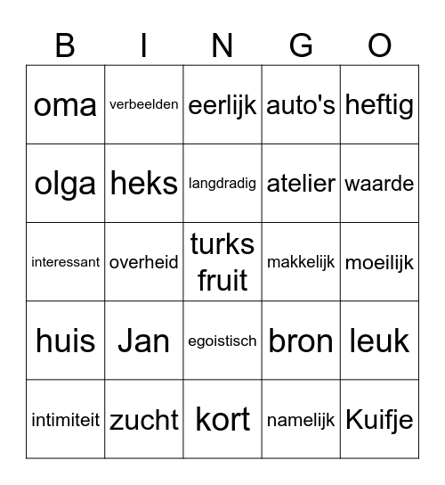 turks fruit Bingo Card