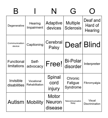 Accessibility BINGO Card