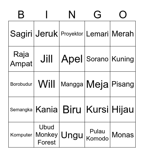 KANYAKA Bingo Card