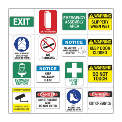SAFETY SIGNAGE BINGO Card